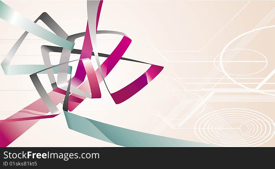 Abstract background with color ribbon.