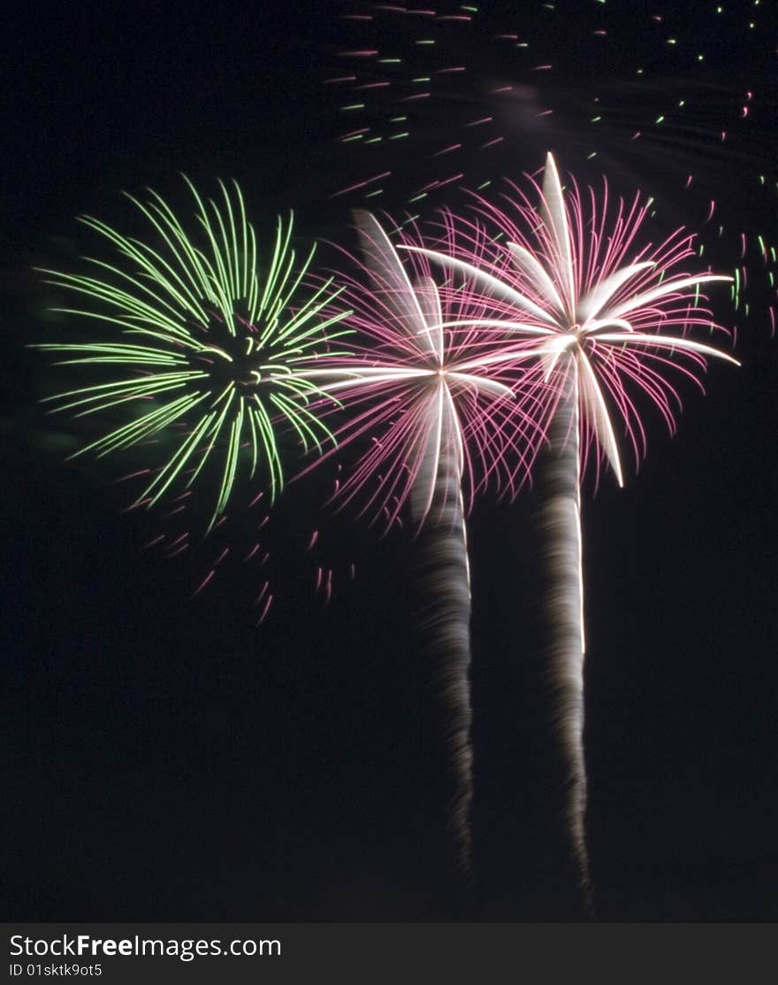 Colorful firework display on the Fourth of July. Colorful firework display on the Fourth of July