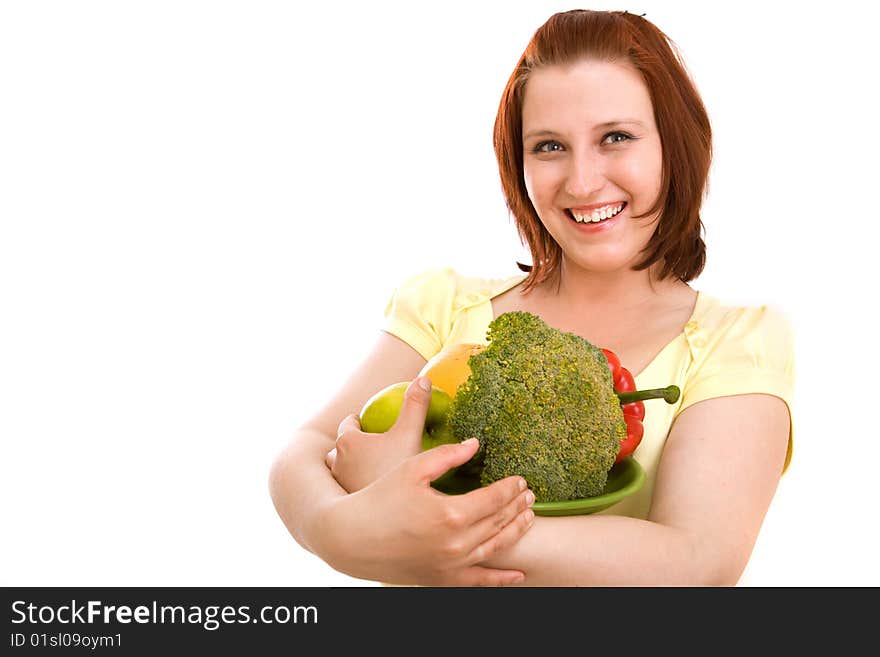 Woman Eating Vegetables