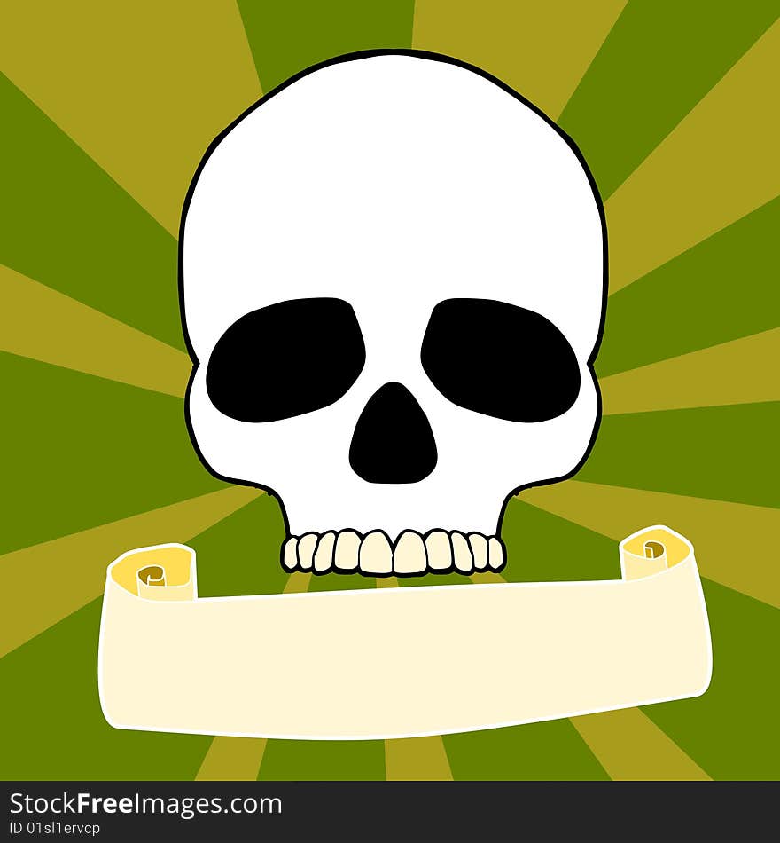 An illustration of a skull and a banner. An illustration of a skull and a banner