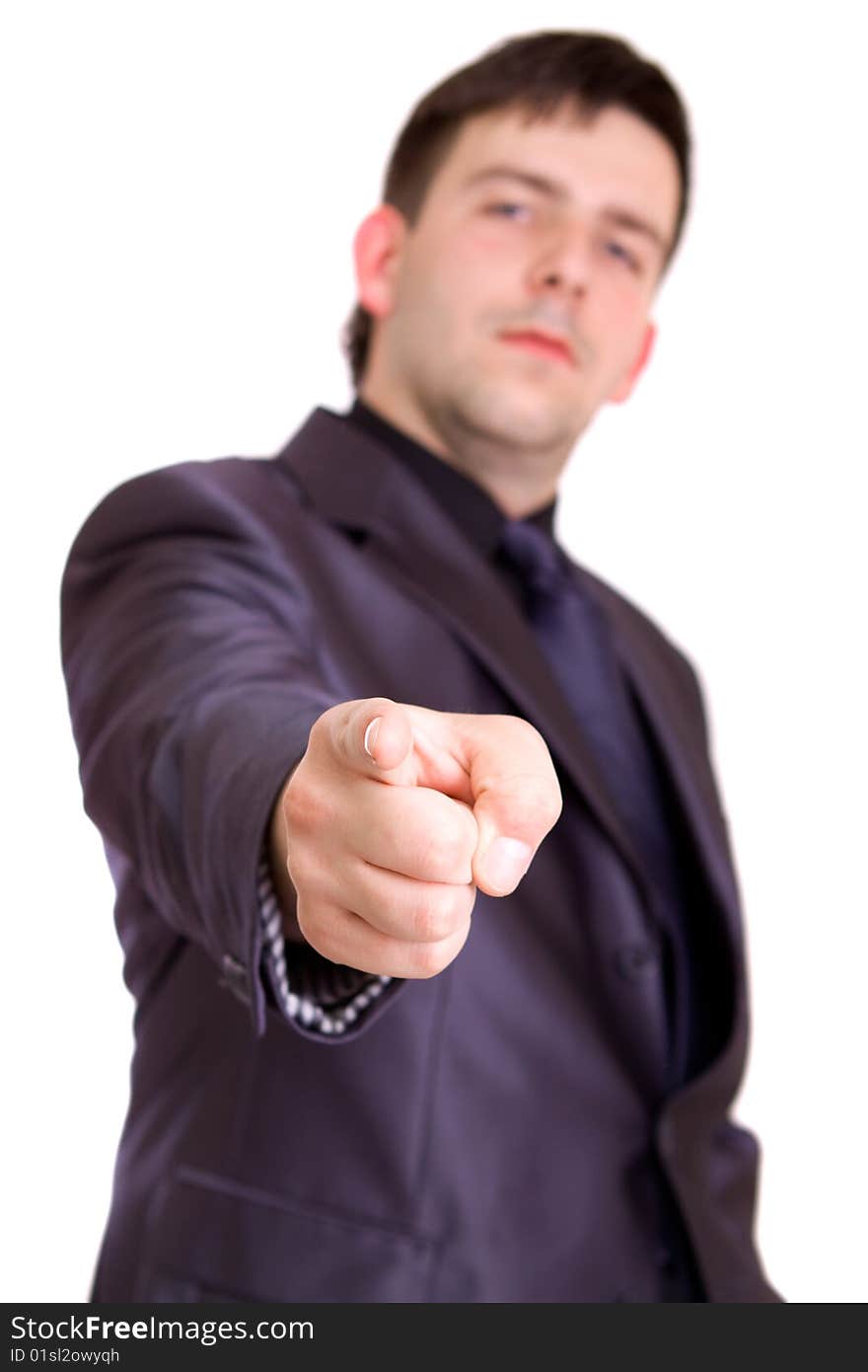 Handsome man in suit on white background