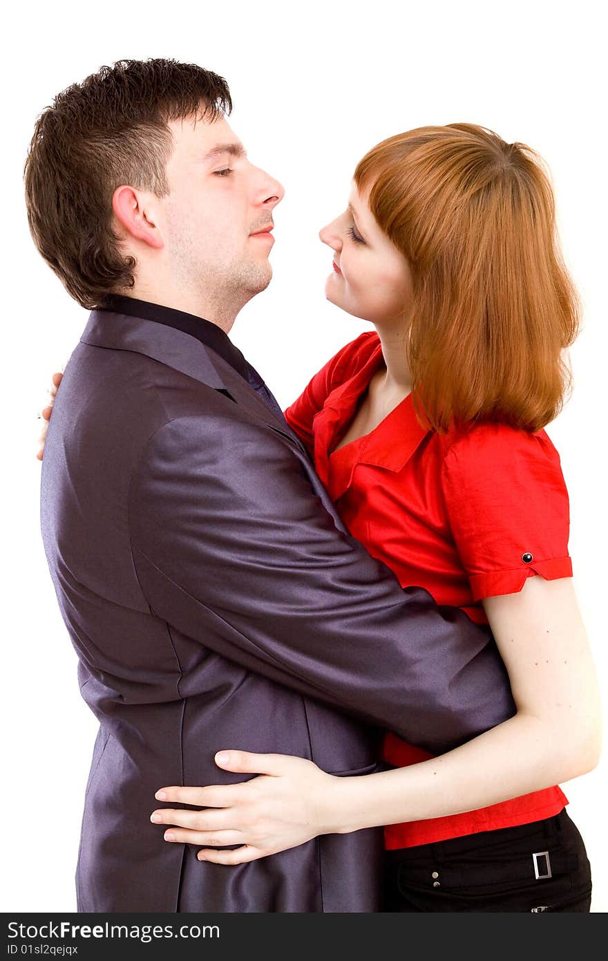 Attractive couple on a white background