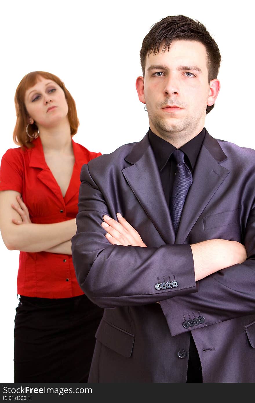 Attractive couple on a white background