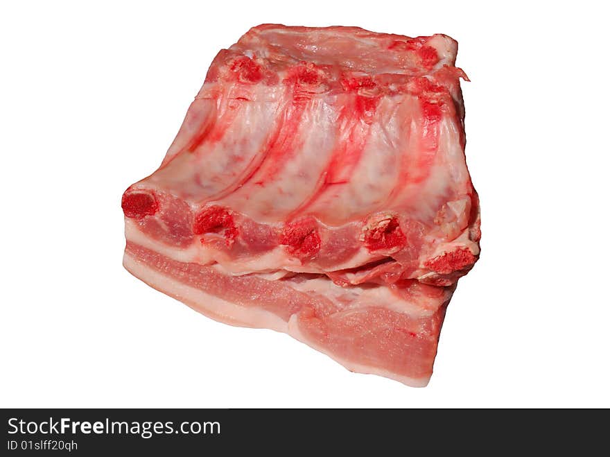 Raw pork ribs isolated on white background