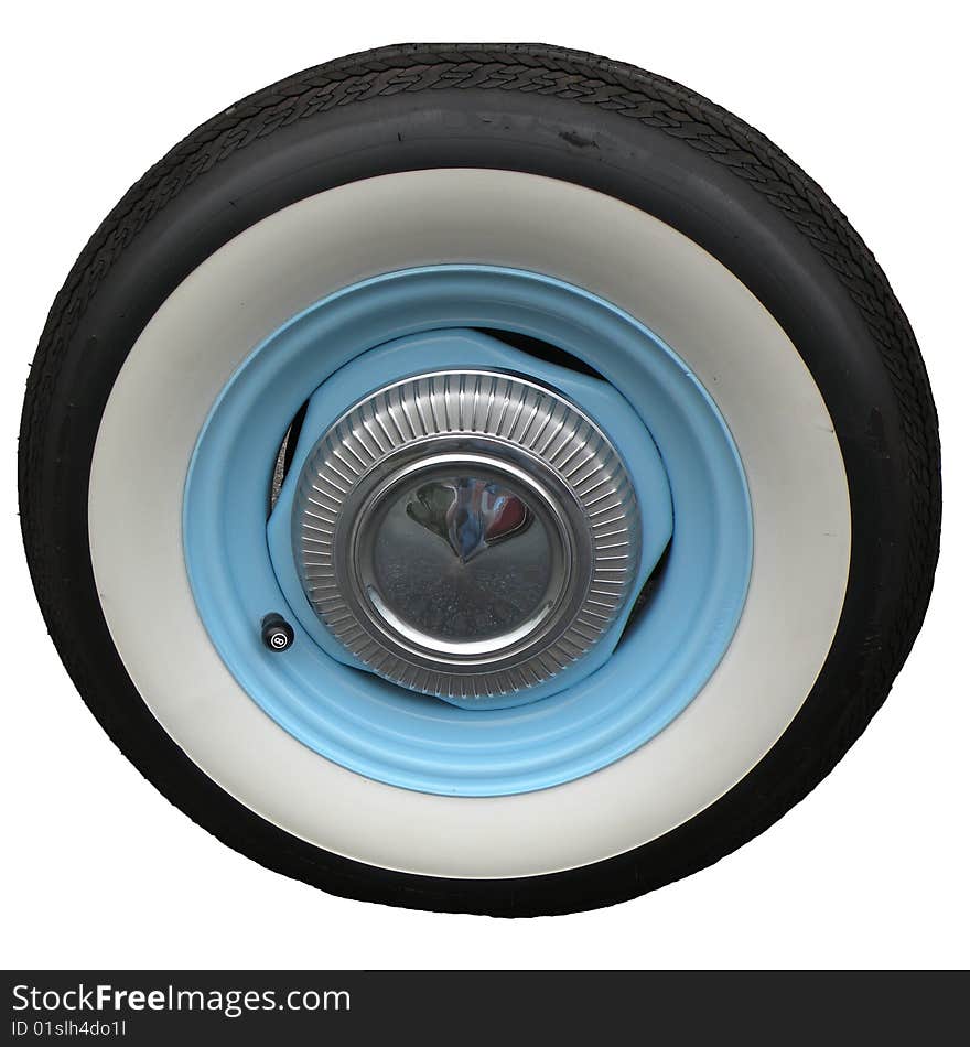 Vintage white wall tire isolated on white. Vintage white wall tire isolated on white