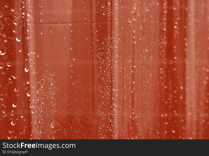 Water on shower curtain