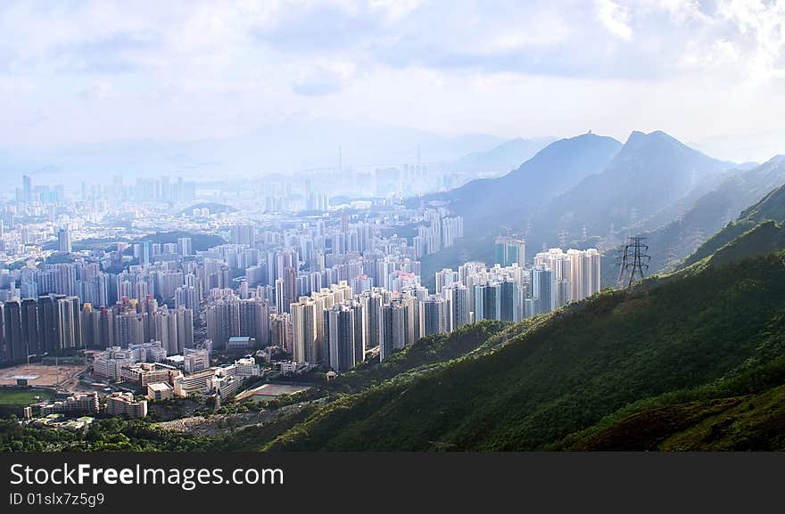 Cityscape of Hong Kong.