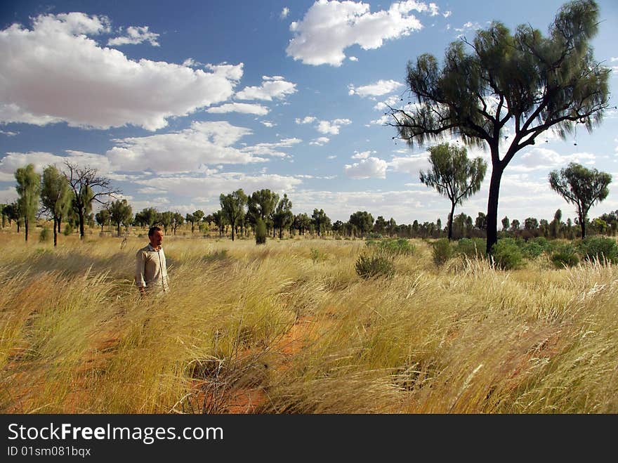 Man in the Australian desert