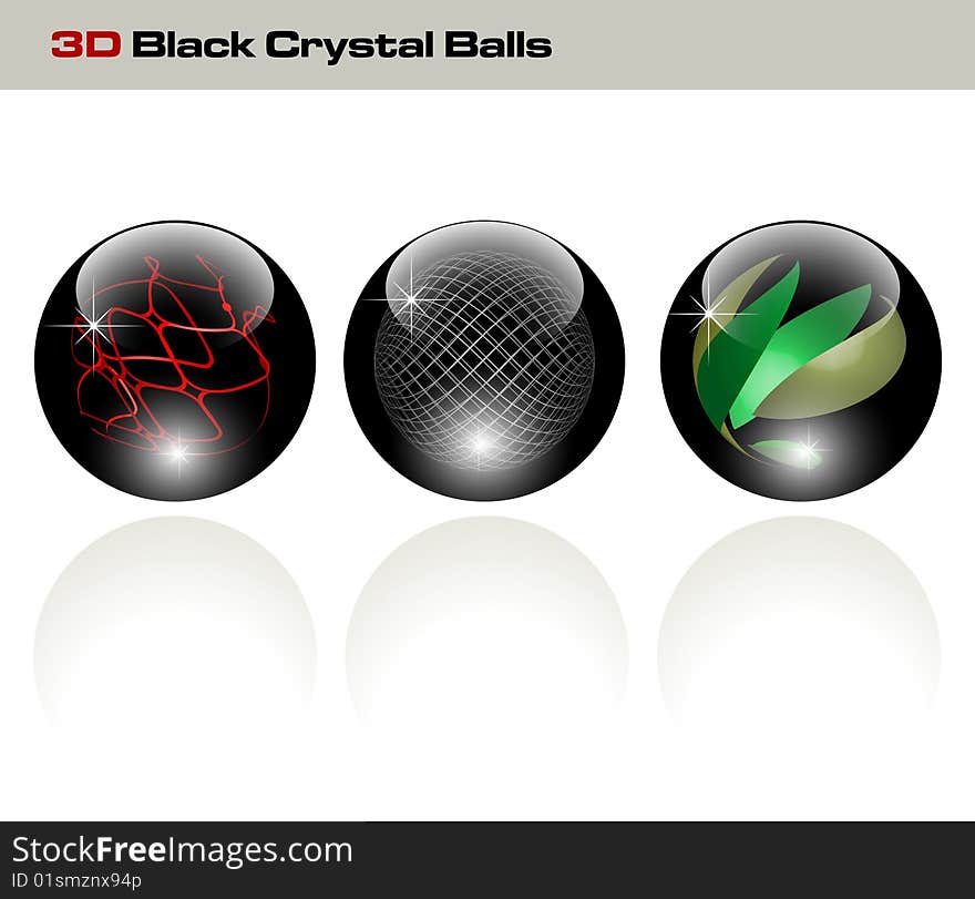 Black glossy refracting spheres