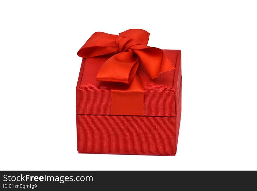 Red gift box on white