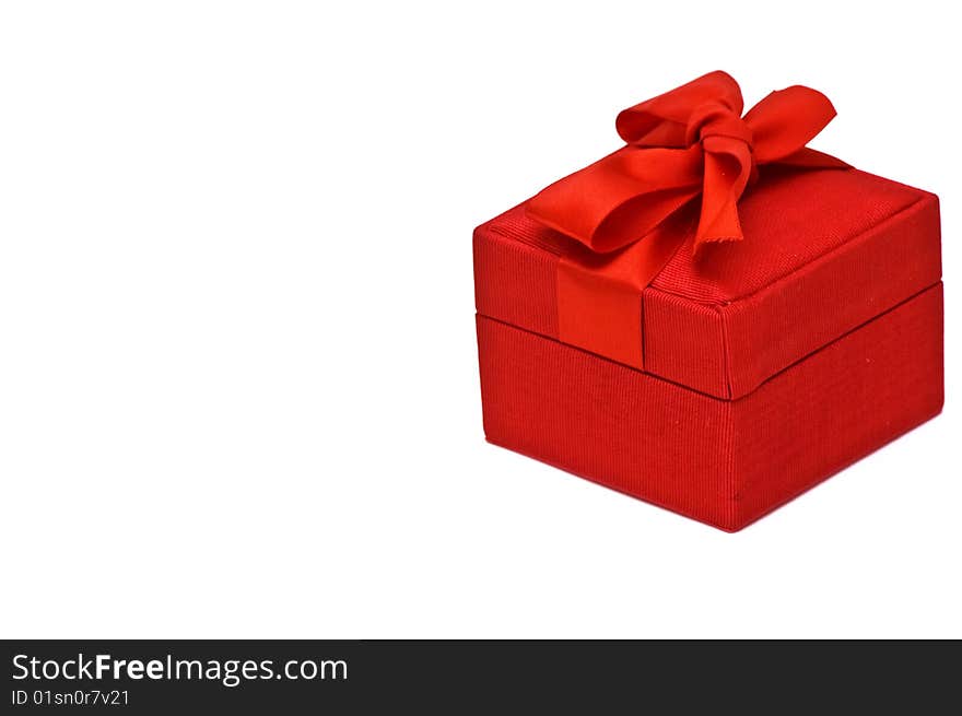 Red gift box on white