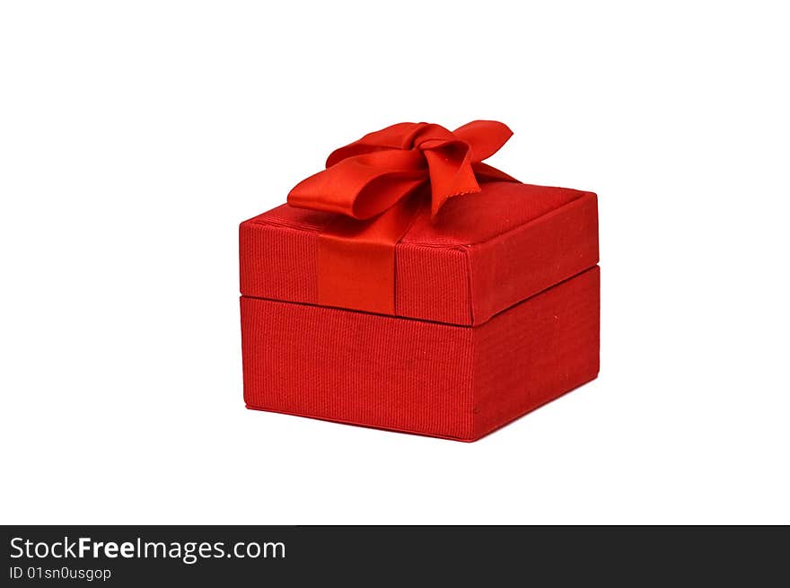 Red gift box on white