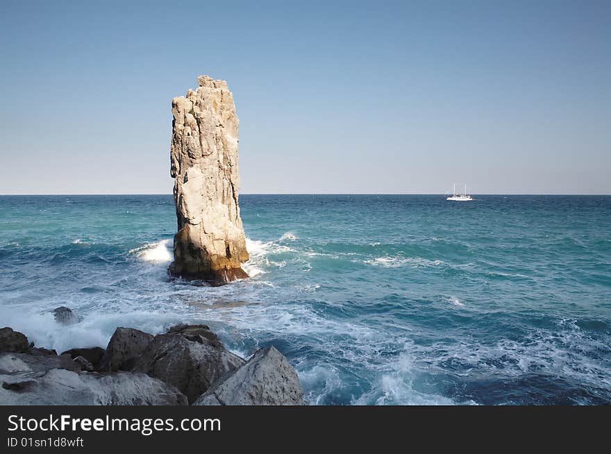 The rock in the Black sea (Crimea). The name of this rock - The Sail.