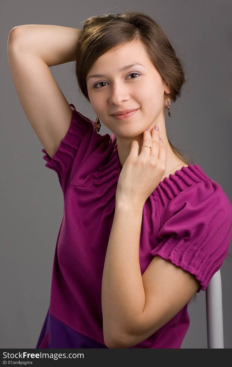 Portrait of  charming brunette