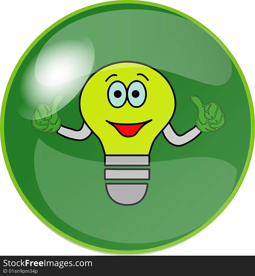 Illustration of a button with green bulb