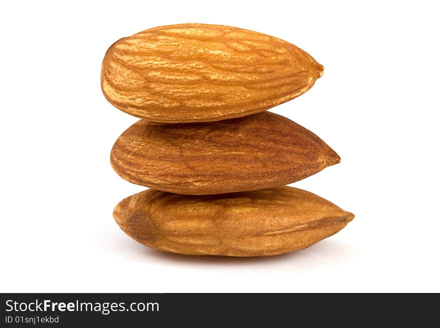 Macro almond isolated on a white