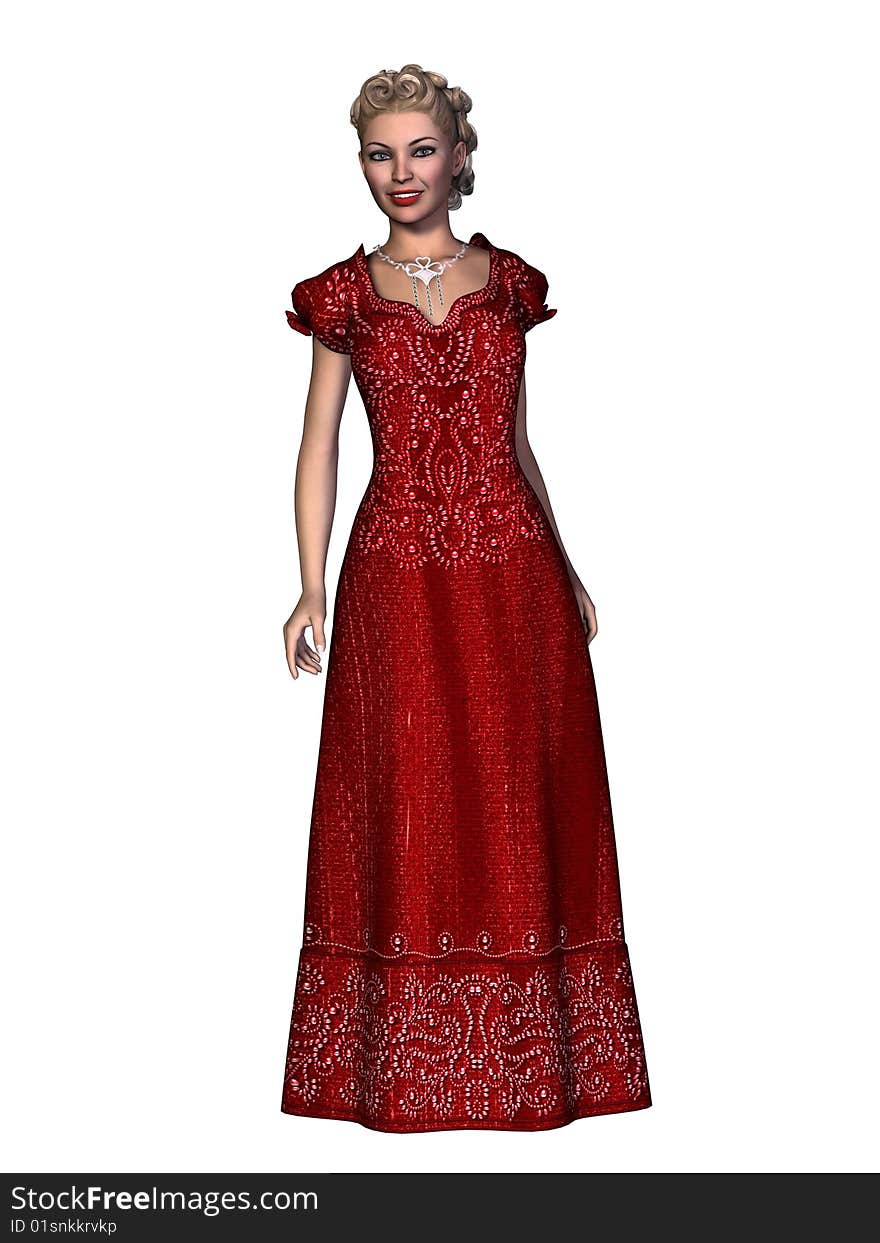 3D render of a modern woman in holiday attire.  3 dimensional models, computer generated image. 3D render of a modern woman in holiday attire.  3 dimensional models, computer generated image.