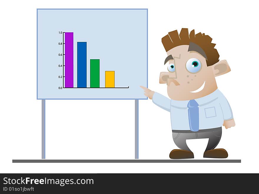 Vector image of a man with a business chart. Vector image of a man with a business chart