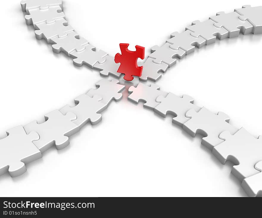 Jigsaw puzzle concept. White background. Jigsaw puzzle concept. White background