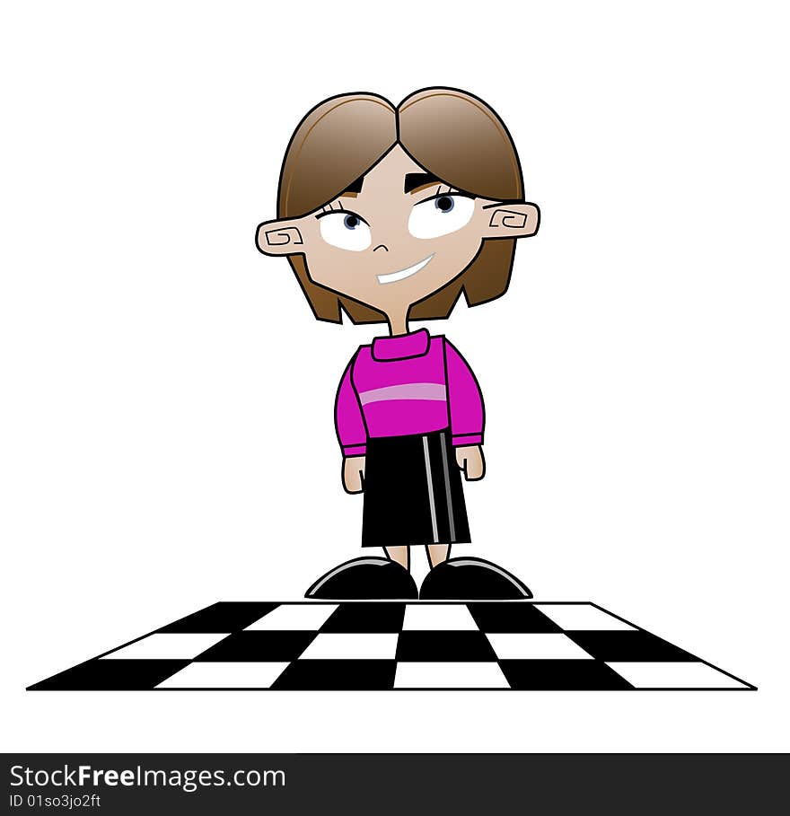 Vector image of a schoolgirl