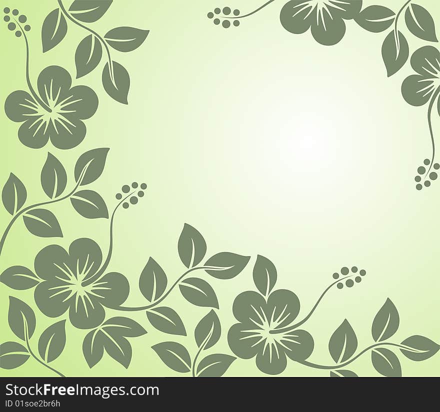 Dark green flowers on a light green background. Dark green flowers on a light green background