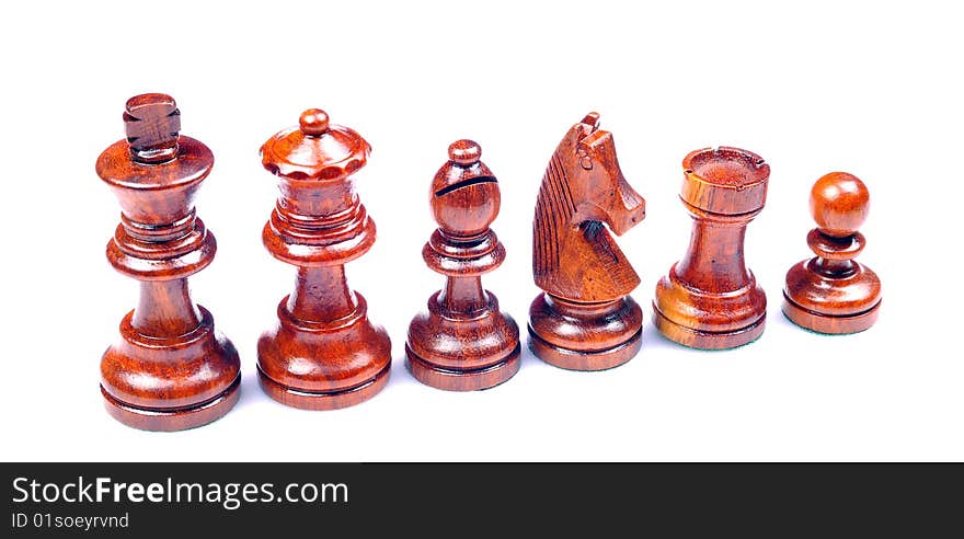 Wooden chess isolated on white background.