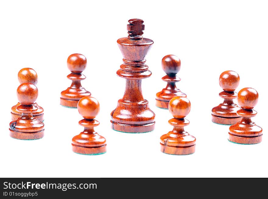 Chess king woth his pawns. Chess king woth his pawns.