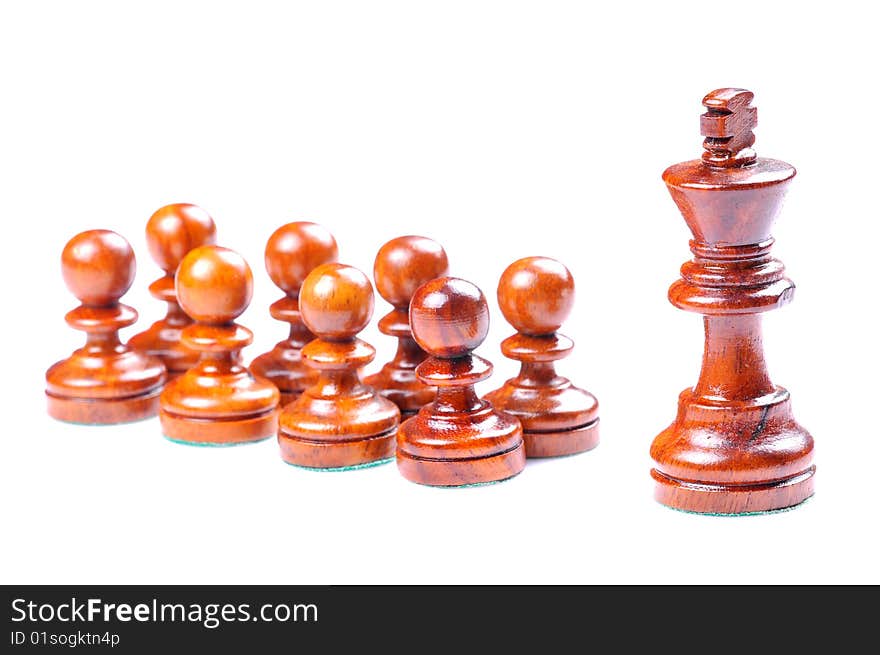 Chess king woth his pawns. Chess king woth his pawns.