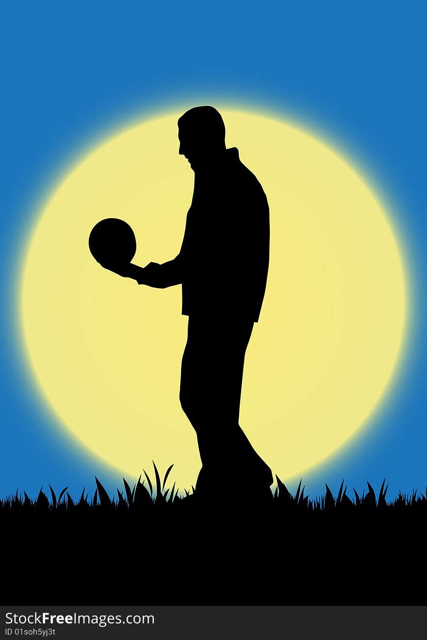 Football playing in the field vector illustration