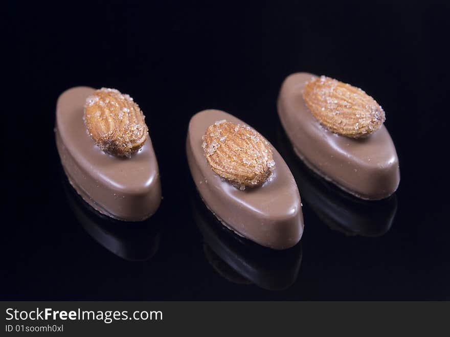 Three Almond Chocolate Candies