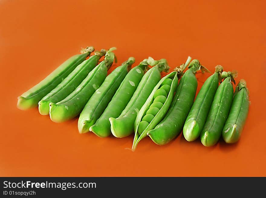 Green peas vegetable with seed closeup view