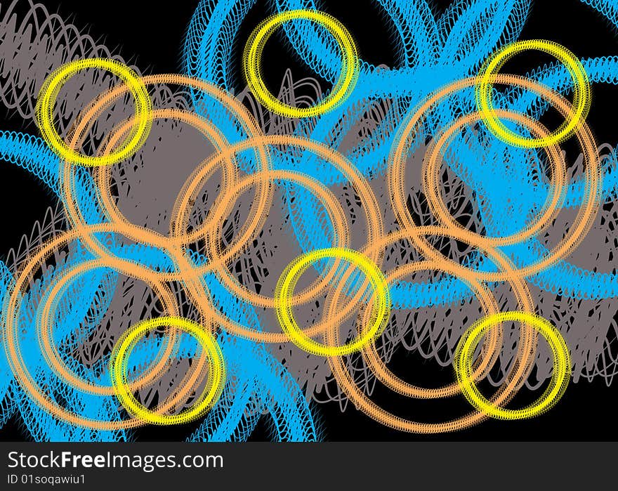 Scribbled rings are featured in an abstract background illustration. Scribbled rings are featured in an abstract background illustration.