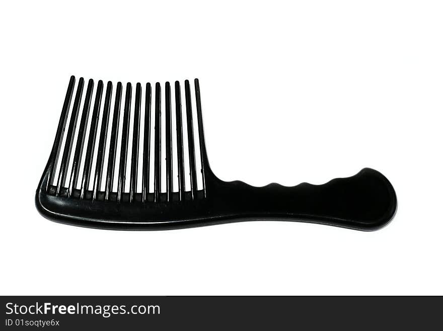 Stylish black hairbrush isolated on white