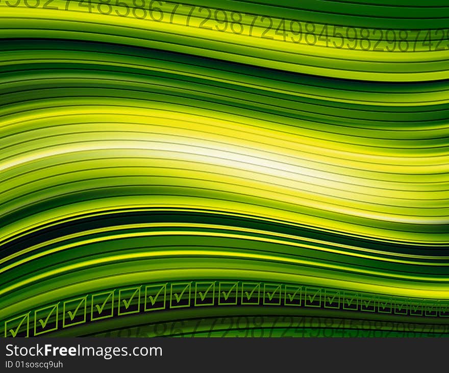 Dynamic green waves with light effects. Abstract illustration. Dynamic green waves with light effects. Abstract illustration