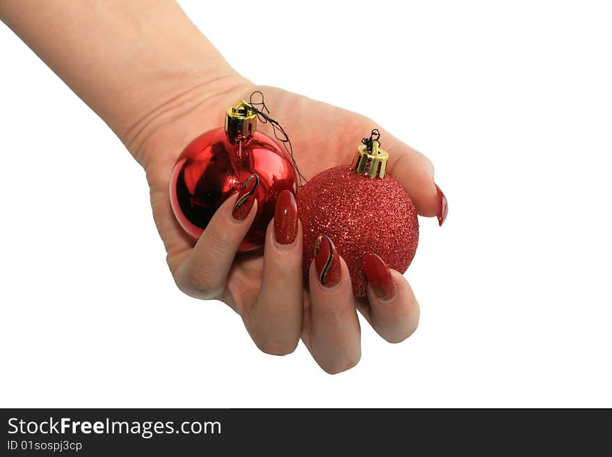 Manicure With Red Balls