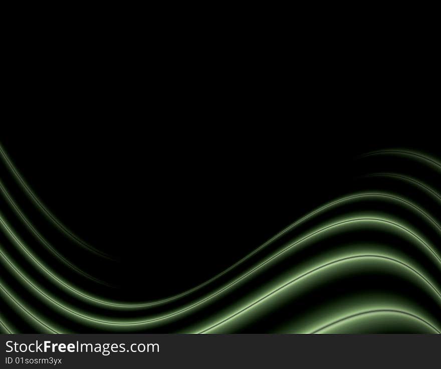 Green dynamic and abstract waves over black background