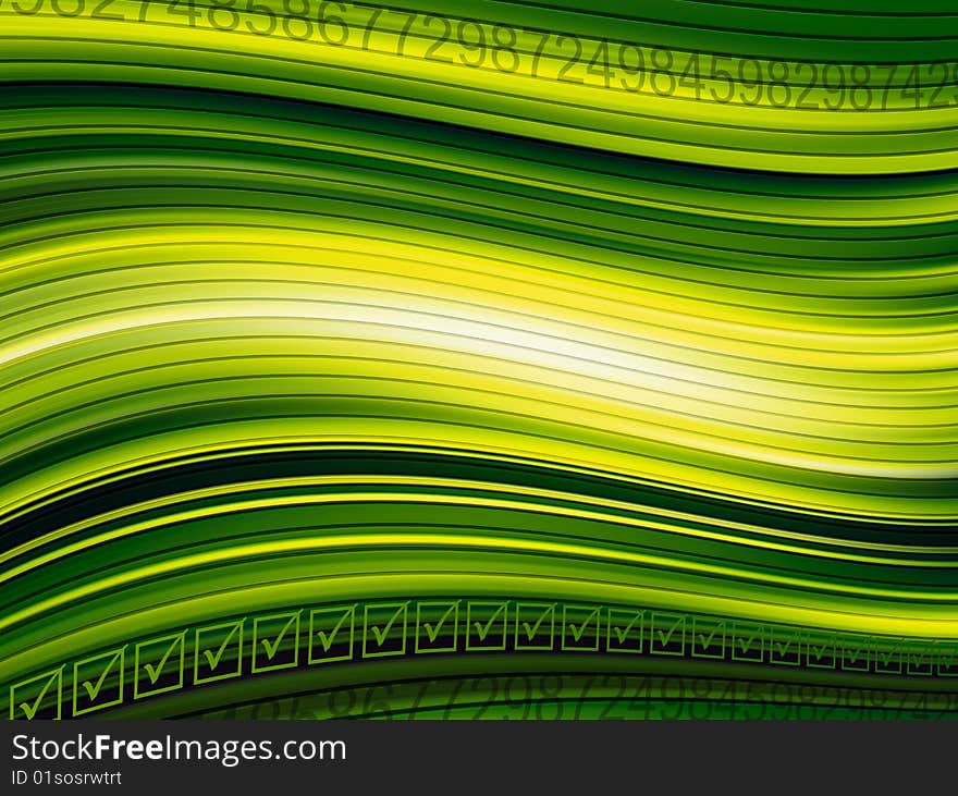 Green dynamic waves with light effects. Illustration. Green dynamic waves with light effects. Illustration