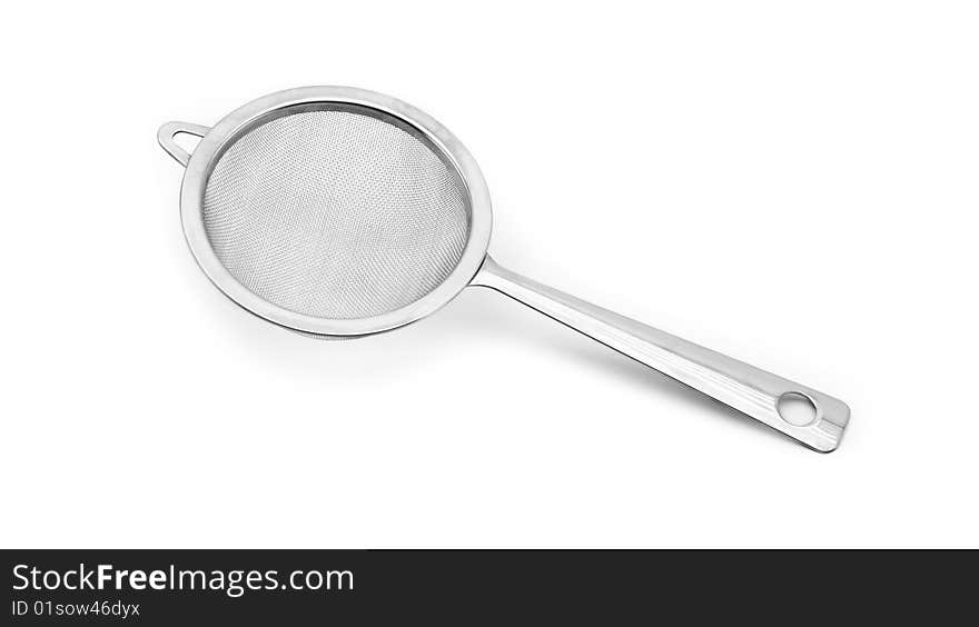 Tea strainer stainless steel isolated on white back ground. Tea strainer stainless steel isolated on white back ground