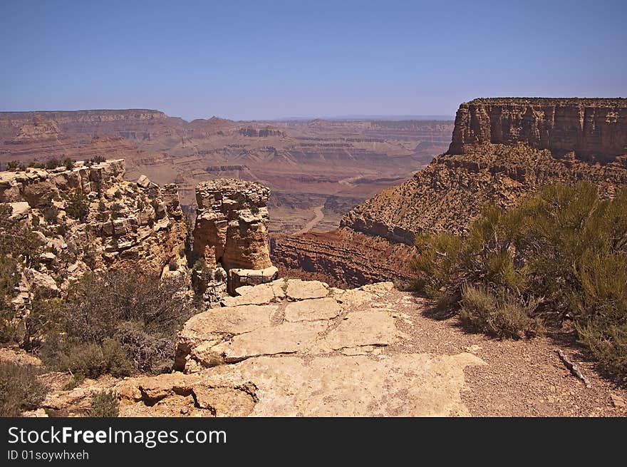 This is a view of the Grand Canyon from Moran Point on the South Rim at Grand Canyon National Park. This is a view of the Grand Canyon from Moran Point on the South Rim at Grand Canyon National Park.