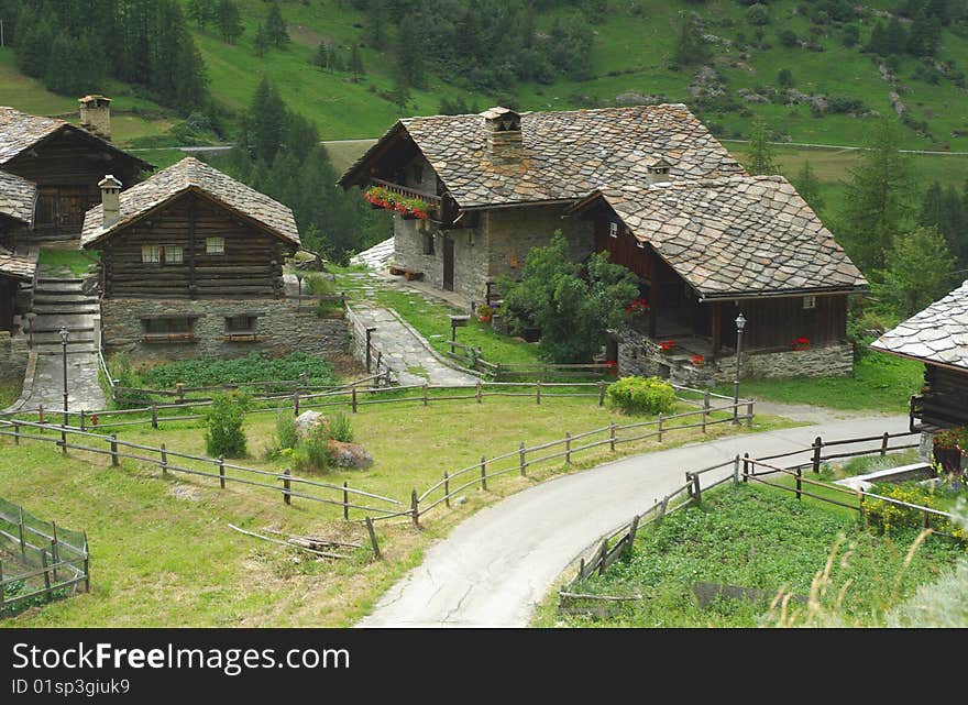 Traditional houses in Italian Alps, near Aosta Valley, Italy. Traditional houses in Italian Alps, near Aosta Valley, Italy.