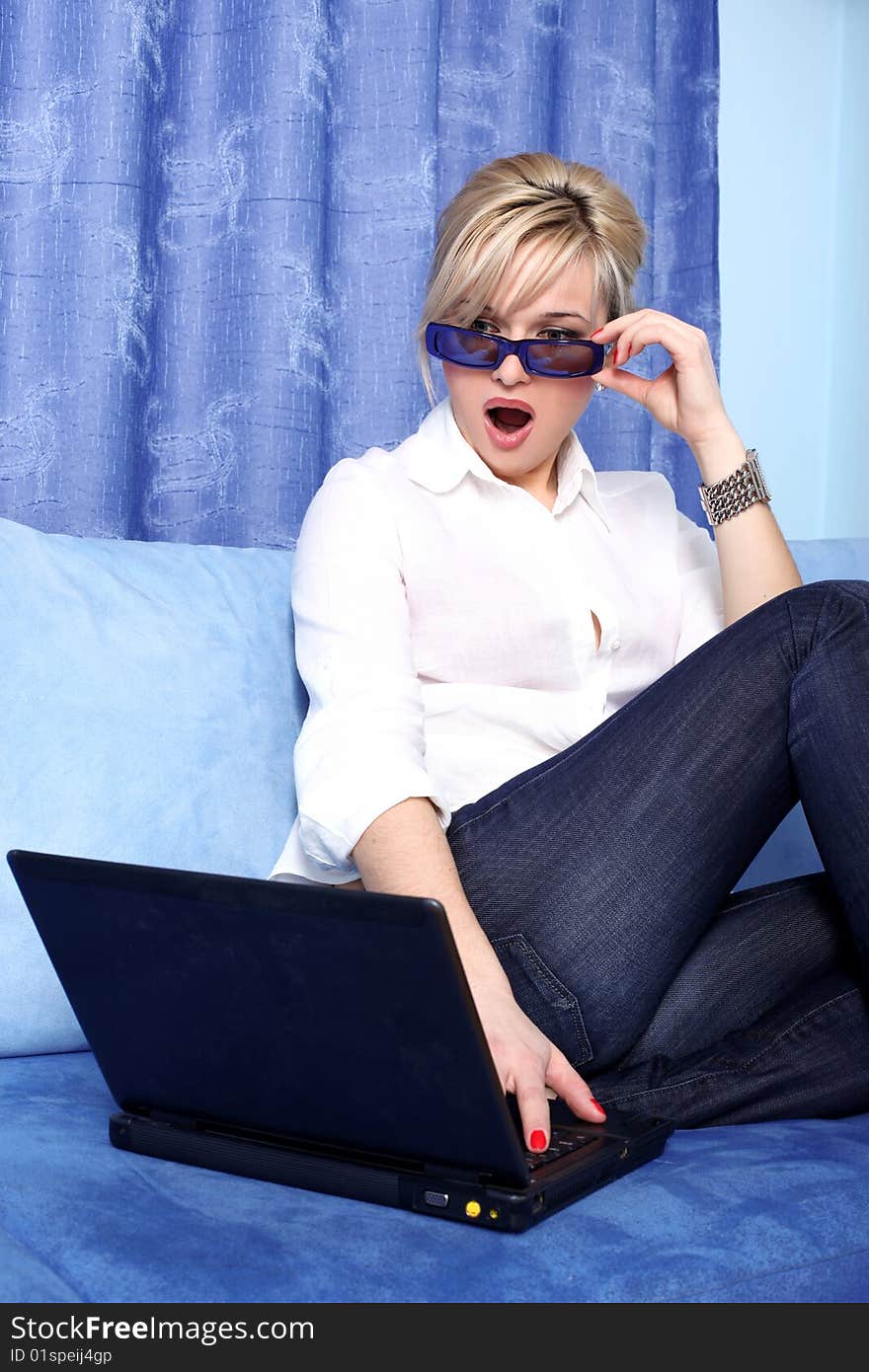 Woman with notebook in room