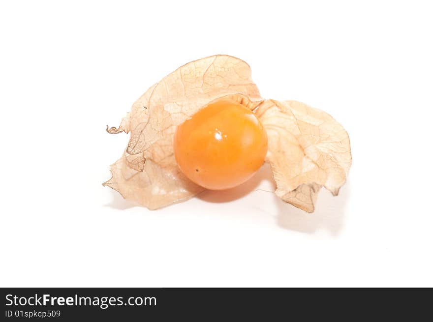 Single gooseberry isolated on a whitebackground