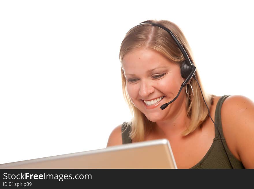 Attractive Customer Support Woman Smiles