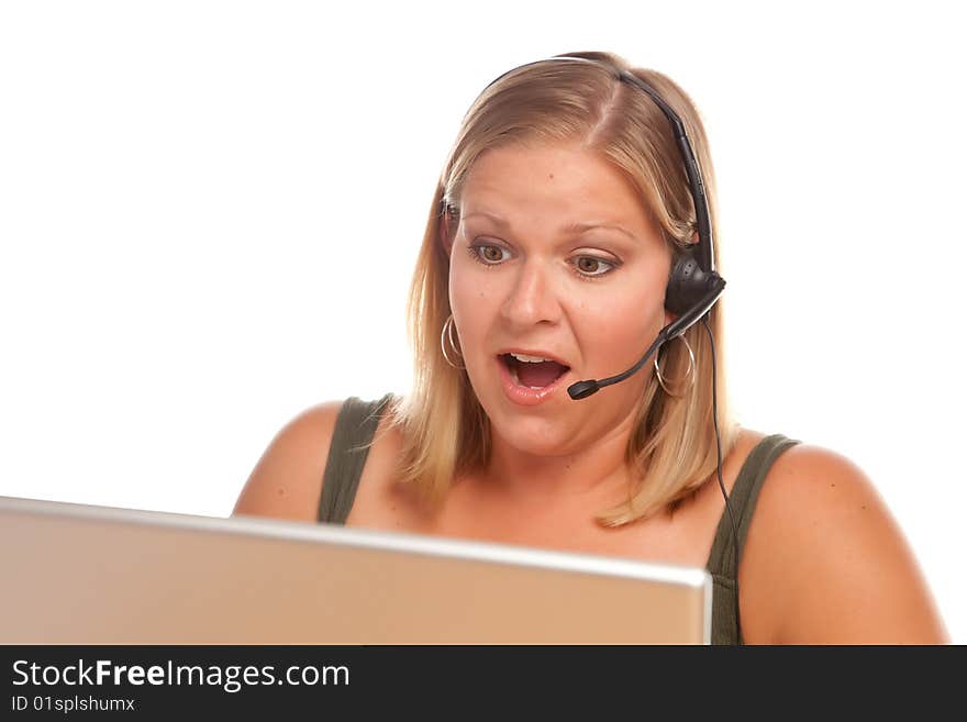 Attractive Shocked Customer Support Woman