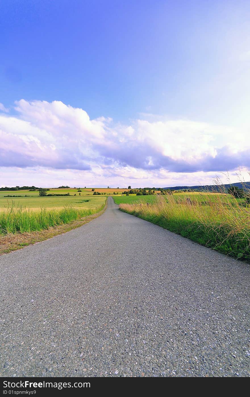 A photo of a rural road in south western Germany