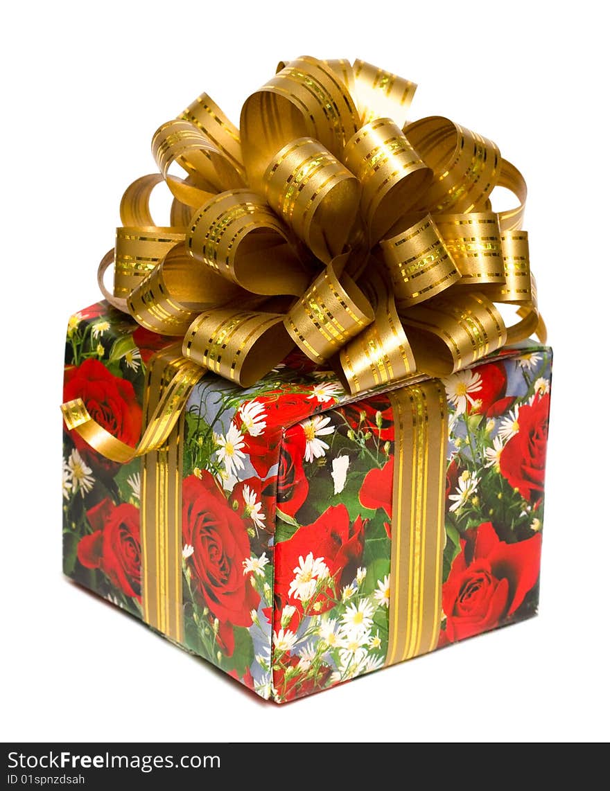 Gift box with golden bow