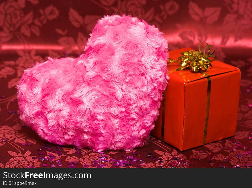 Gift box with pink heart