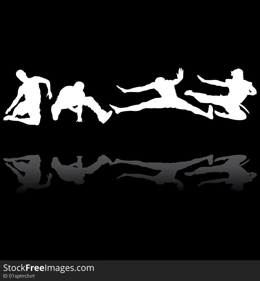 Jumping men silhouettes