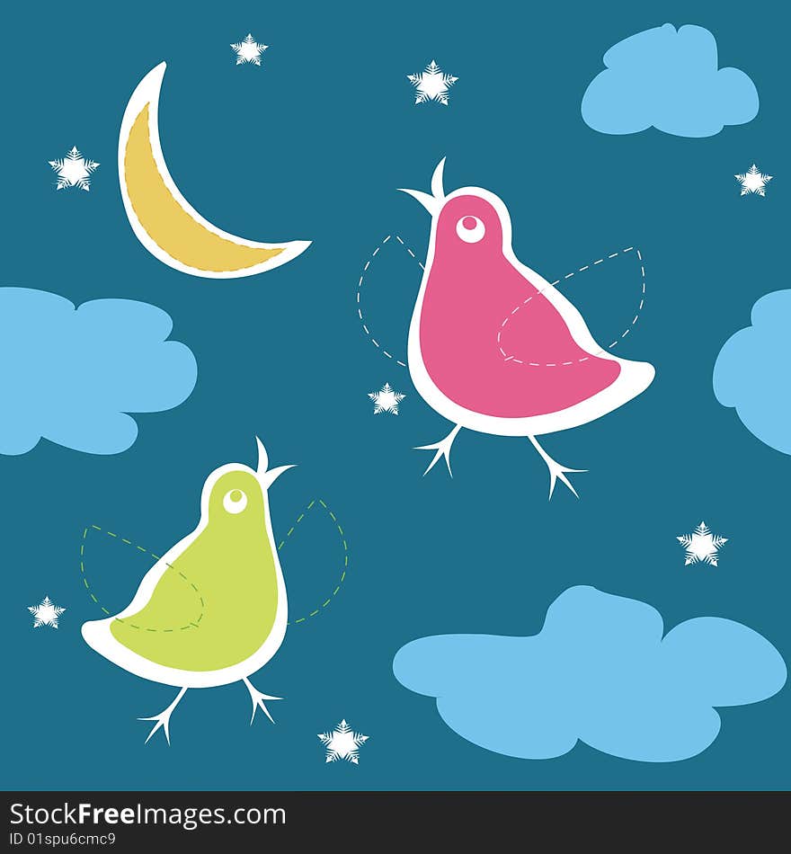 Birds on the sky in night