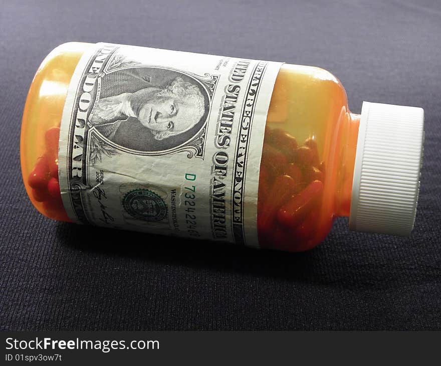 Closed Pill Bottle with Dollar Script